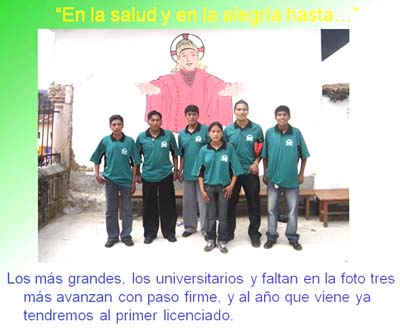 Componentes del grupo de 9 jovenes universitarios de Mocomoco que estan estudiando en La Paz. Bolivia