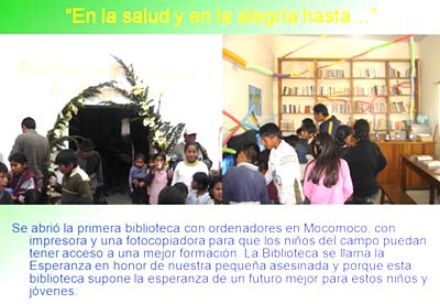 Se abre la 1ª Biblioteca  en Mocomoco, equipada tambien  con ordenadores, impresora y fotocopiadora.